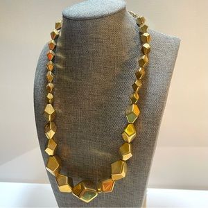 R.J GRAZIANO Chunky Gold Tone Rock Nugget Beaded Necklace Signed Vintage Jewelry
